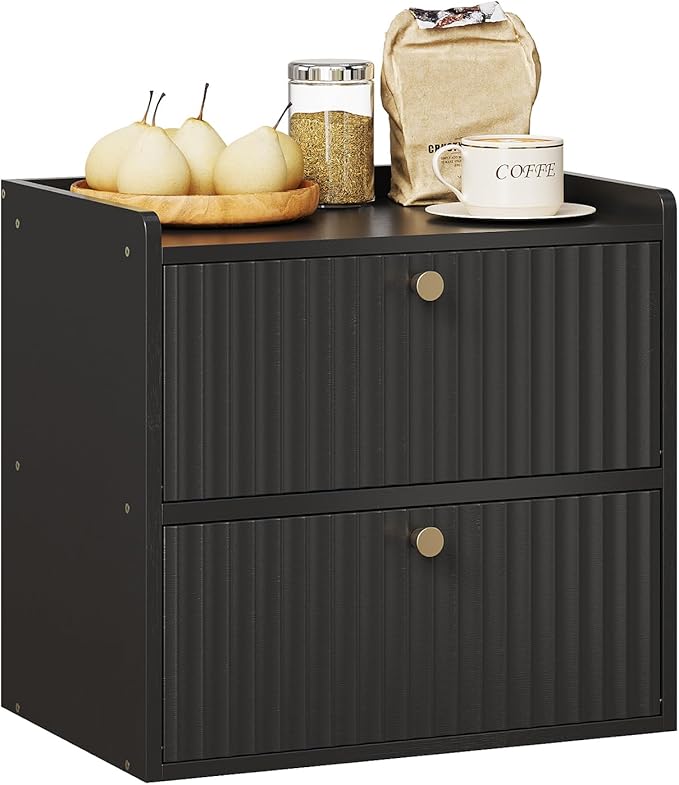 Rustic Bread Box for Kitchen Countertop Bamboo Bread Storage Container Bin Double Layer BreadBox Farmhouse Large Capacity Food Organizer Black