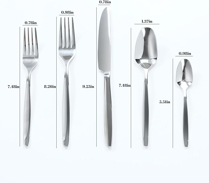 20-Piece Silverware Set for 4, Stainless Steel Flatware, Durable 18/0 Stainless Steel Utensils, Rust-Proof & Dishwasher Safe, Modern Tableware for Home & Dining