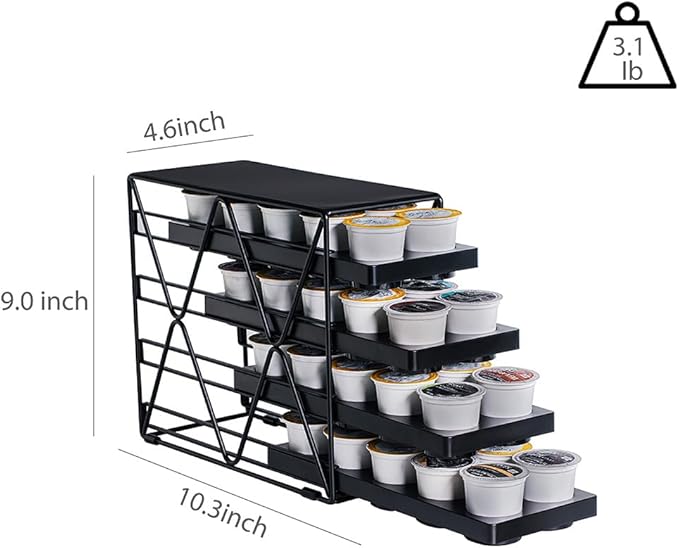 4 Tier Coffee Pod Holder for KCup Organizer Save Space Countertop Kitchen(40 Pods )
