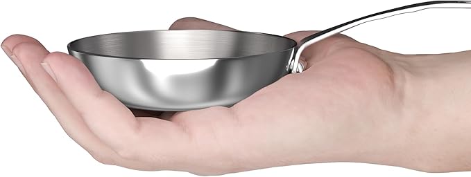 Macevia 0.12QT Mini Pot for Precision Melting, 4 Inch Small Sauce Pan with Handle, 18/10 Stainless Steel Butter Warmer Ideal for Kitchen, Restaurant, Camping & RV Use - Silver