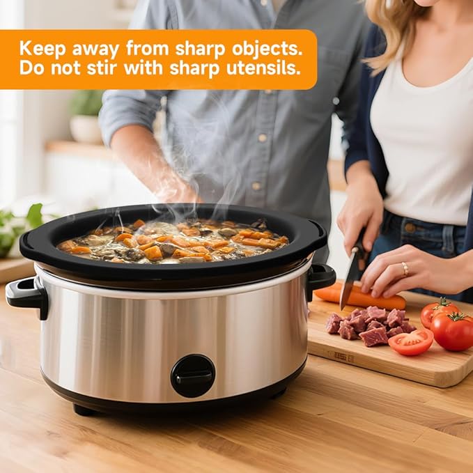 ChefAid Slow Cooker Liners, 100% Silicone Reusable Crock Pot Insert Accessories for 6-8 Oval or Round Quart Slow Cookers, Food Safe & Dishwasher Safe (Black-Grey)