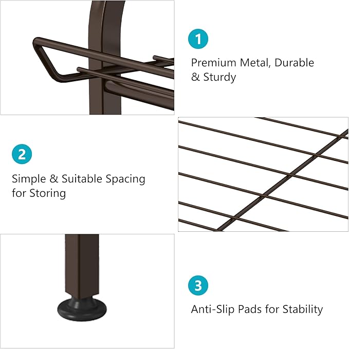 smusei Water Bottle Organizer 7 Tier Free Standing Vertical Metal Water Bottle Rack Shelf Adjustable Water Bottle Beverage Drink Stand Holder for Kitchen Pantry Food Storage, Bronze