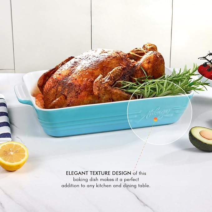 Casserole Dish Ceramic Baking Dish Casserole Dishes for Oven 9x13 Baking Dish with Handles Deep and Large Capacity Baking Dish for Casseroles Lasagnas Roasted Vegetables Great Kitchen Gifts,Blue