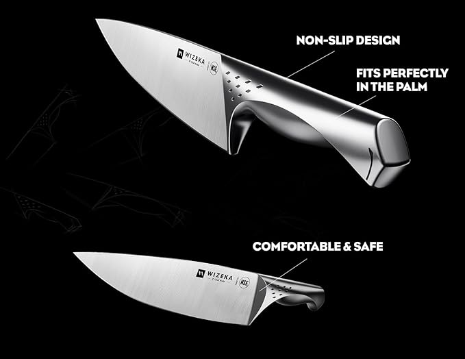 WIZEKA Kitchen Knife Set with Block: Razor Sharp 15 Pcs Professional Chef Knife Set with Knife Sharpener, Food Grade German Stainless Steel Knife Block Set, Jaguar Series