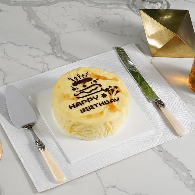 2-piece Cake Knife and Serve Set, Fancy Hand Craft Italian Design, Vintage Pie Knife Server Set with Handle, Cake Cutter Set (Champagne)