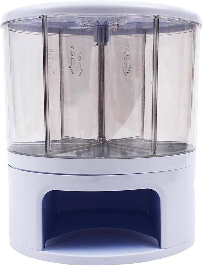 360° Rotatable Cereal Dispenser, One-Click Rice Output, Visible Round Multigrain Tank Cup Dry Rice Container Food Dispenser Sealed Grains Cans Grain Storage Tank for Storage Small Beans (Style 1)