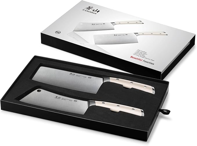 Cangshan S/S1 Series German Steel Forged Chinese Cleaver Set (White)