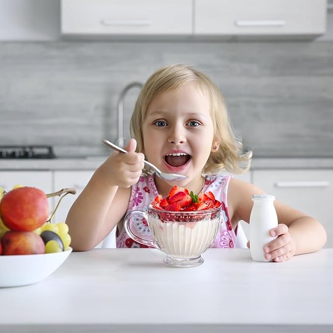 Set of 4 Glass Coffee Mugs, 12 oz Ribbed Teacups for Cappuccino, Tea, and Hot Beverages - Durable and Stylish Drinkware (Set of 4)