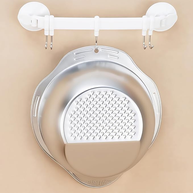 Rice Washer Strainer Bowl - 4-in-1 Washing Bowl for Quinoa, Stainless Steel Side Drainers Colander for Cleaning and Rinsing Fruits, Vegetables, and Beans - Versatile Kitchen Tool