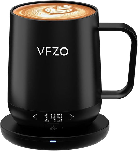 Smart Mug,Self Heating,Temperature-Controlled, Self-Heating Coffee Mug.LED Real-time Temperature Display.180 Minutes Maximum Battery Life.Smart Coffee Cup (12oz, Black)