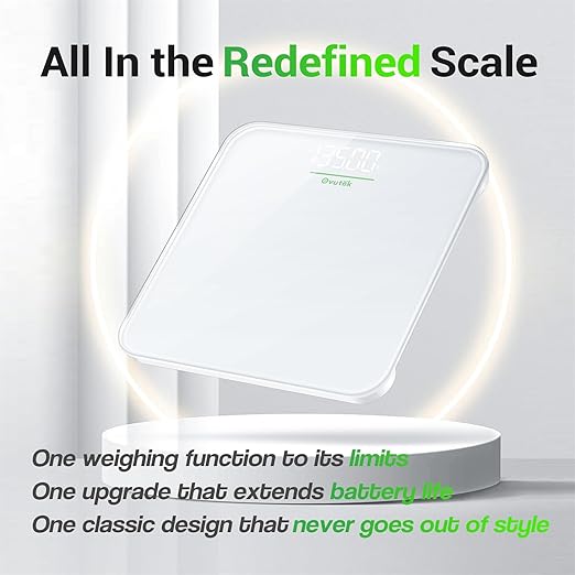 Bathroom Scale for Body Weight, Highly Accurate Digital Weighing Machine for People, Upgraded Batteries Included, Compact Size, LED Display, Physician Scale with Sturdy Tempered Glass, 400lb