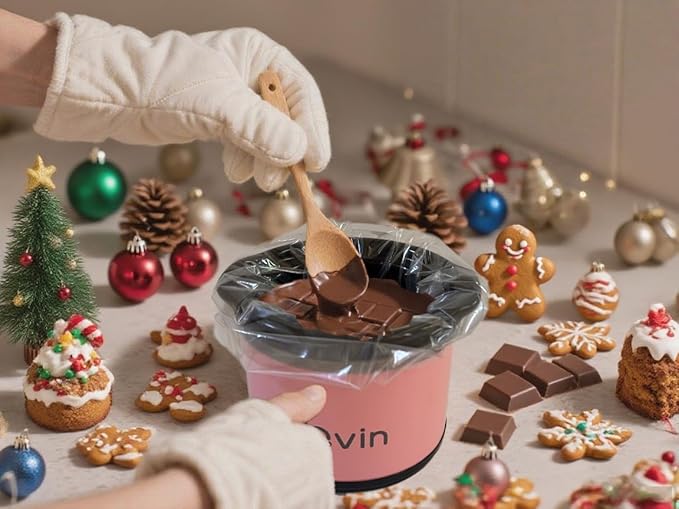 Mini Slow Cooker 0.65qt(20oz) warmer, fondue pot set,chocolate melting pot (stainless steel)… (pink)