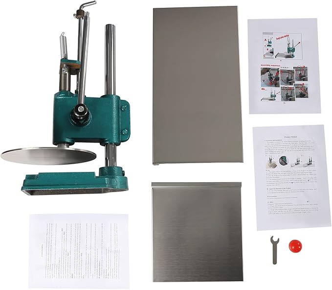 Pizza Dough Press Machine, 9.5" Manual Pastry Press Machine Household Pizza Dough Stainless Steel Maker w/Dual 0.2in Thick Plates for Making Hand Pies Meatloaf Pizza Crusts Soft Rolls Puff Pastry