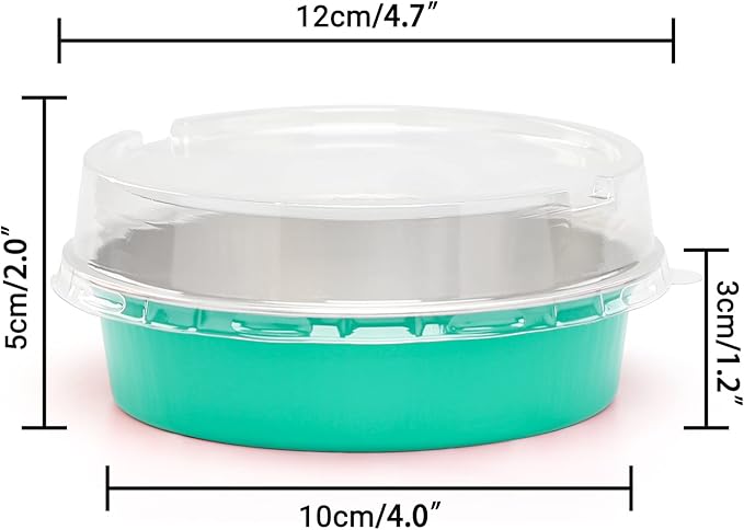 Beasea Elegant Blue 8 Oz Mini Pie Pans Tart Pans Tin Baking Tins with Lids, 4 Inch 20 Pack Disposable Baking Pans For Cake Tart Quiche