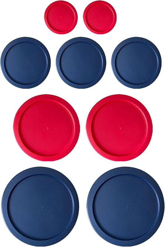 Replacement Lids for Pyrex Glass Food Storage Containers Round (2) 7202-PC 1 Cup (3) 7200-PC 2 Cup (2) 7201-PC 4 Cup (2) 7402-PC 6/7 Cup Red Blue