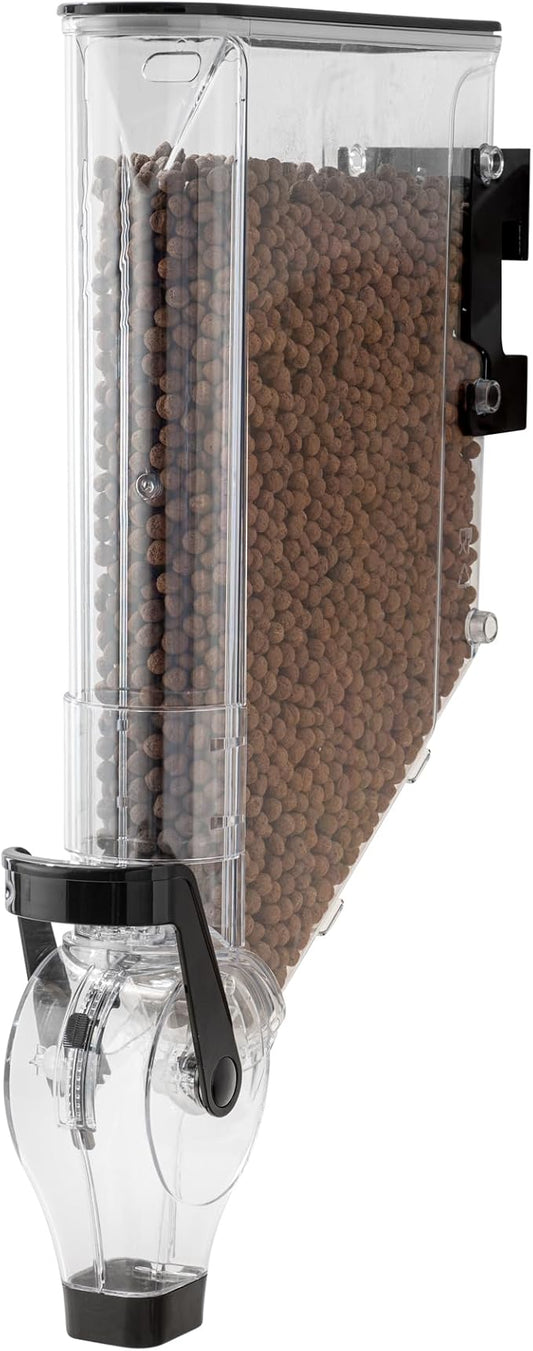 Restaurantware-Met Lux 3.4 Gallon Dry Food Dispenser, 1 Airtight Cereal Dispenser - Wall-Mounted, Single Control, 1 Black Plastic Grain Holder, For Snacks, Nuts, Or Coffee Beans