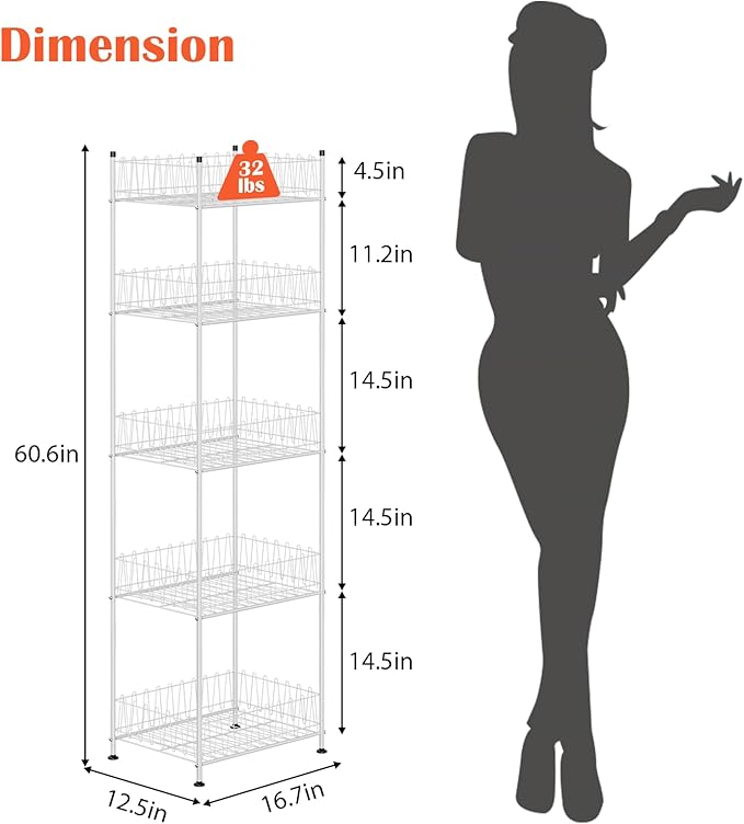 smusei 5 Tier Water Bottle Storage Rack Metal Bottled Water Organizer for Floor Beverage Holder Stand for Floor, Drink Shelf for Kitchen Living Room, Space Saver