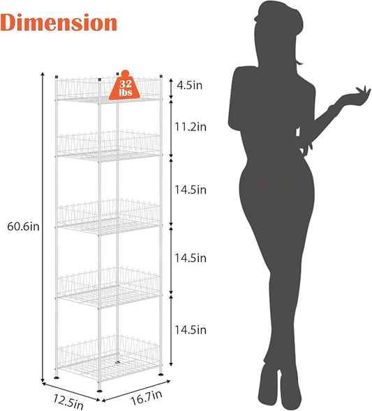 smusei 5 Tier Water Bottle Storage Rack Metal Bottled Water Organizer for Floor Beverage Holder Stand for Floor, Drink Shelf for Kitchen Living Room, Space Saver