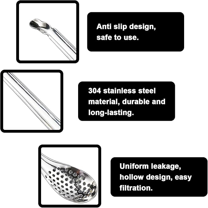 4 PCS Spherification Spoon, Stainless Steel Caviar Spoon, Small Slotted Spoons to Take Out Olives Capers for Jar, Molecular Gastronomy Bar Egg Spoon Kitchen