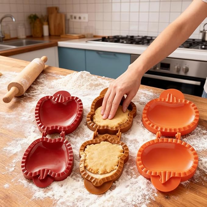 3PCS Mini Pie Molds – Apple, Pumpkin & Acorn Shaped Dough Press Set for Fall Baking, Hand Pies, Holiday Desserts & Party Potlucks