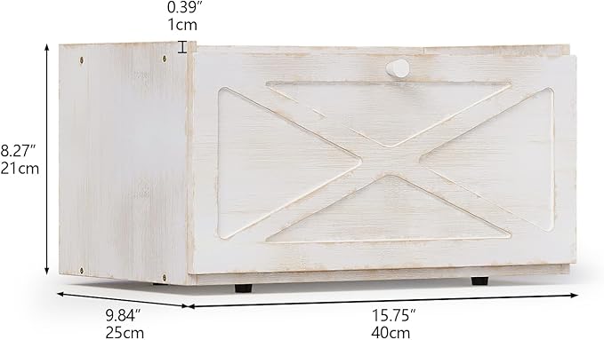 Bamboo Bread Box for Kitchen Counter Farmhouse Bread Storage Container Large Capacity Bread Storage Bin Bread Holder (Antique White)
