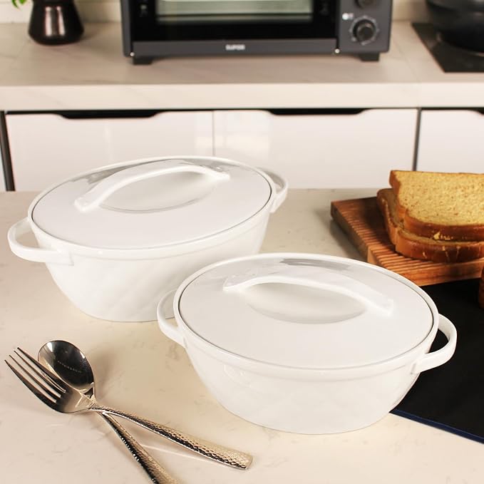 Oval Casserole Dish 1.9 Qt, French Onion Soup Ceramic Bakeware with Lids, Ceramic Cocotte, Baking Dish with Lids and Handles, Microwave, Dishwasher, Oven Safe