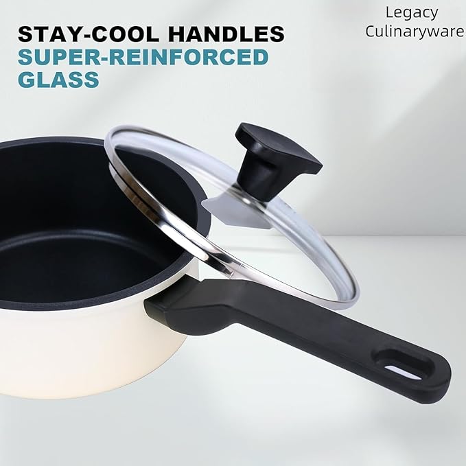 Nonstick Sauce Pan with Lid,2QT small pot, PFOA Free,Kitchen Pots Induction Pot,Cream
