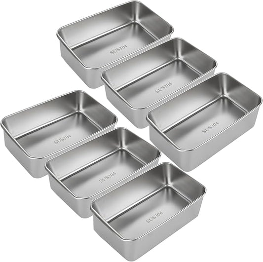6PCS Stainless Steel Loaf Pan 8.5x5.5 Inch Banana Bread Pans for Homemade Breads Baking Pan for Oven Metal Meatloaf Pan Sandwich Bread Loaf Pans for Baking Bread Tin for Bakings Meat Loaf Cake