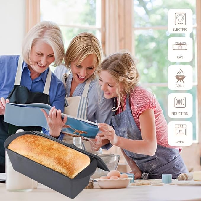 Cast Iron Bread Pan with Lid - 2LB Capacity (13x5 Inch) Large Pullman Loaf Pan for Homemade Bread - Non-Stick，Dual Handle, Pre-Seasoned, Rust-Resistant (Black-Cast Iron)