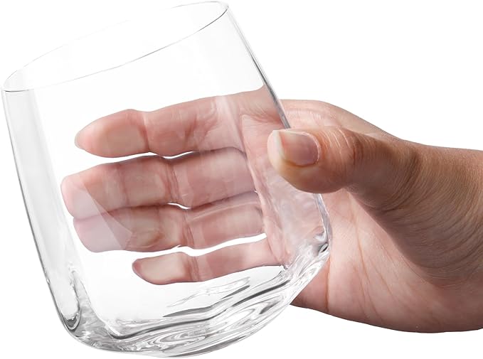 Larder & Vine Crystalline Glassware Tumbler Set, Artisan Drinkware for Cocktails, Water, Whiskey or Spirits, Handmade in Poland (Cafe Short)