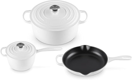 Le Creuset Enameled Cast Iron Signature Cookware Set, 5 pc, White