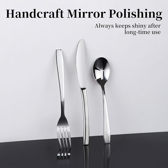 Silverware Set,20 Piece,Stainless Steel Flatware Cutlery Set for 4,18/0 Rust-Proof Silverware with Forks & Spoons,Mirror Polished Dishwasher Safe - Heavy Duty Tableware for Home & Dining