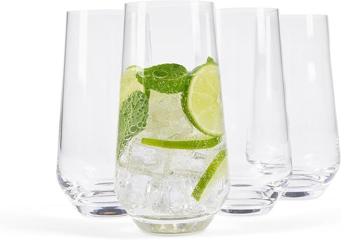 Larder & Vine Crystalline Glassware Tumbler Set, Artisan Drinkware for Cocktails, Water, Whiskey or Spirits, Handmade in Poland (Classic Tall)