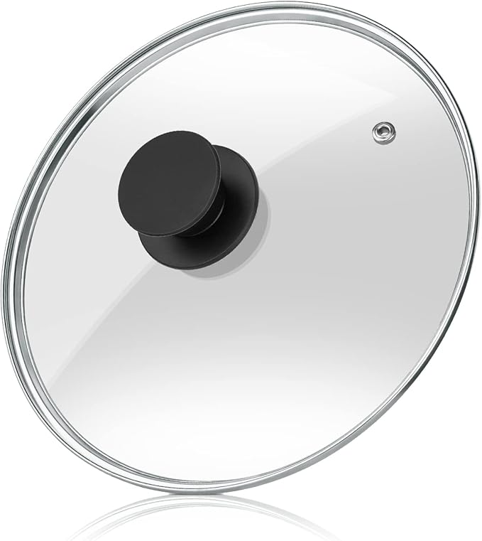 Wadaza Pan Lid 9.5 Inch - Tempered Glass Pot Lid - Oven Safe Replacement Glass Lid for Frying Pan Wok Pot Skillet