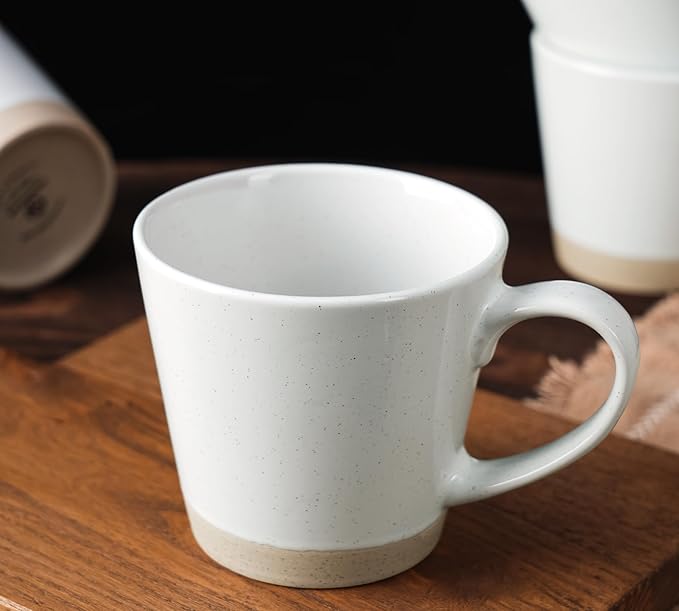 famiware Coffee Mugs for 6, 12 oz Mug Set, Dringking Cup with Handle for Coffee, Tea, Cocoa, Milk, Saturn serise, White