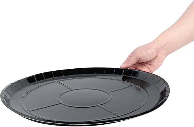 Restaurantware-Eco Pie 16 Inch Paper Pizza Trays, 25 Round Pizza Pans - Oven-Ready, Microwavable, Black Paper Pan For Medium-Sized Pizzas, For Baking, Cooking, Bread, Meat, Or Pies