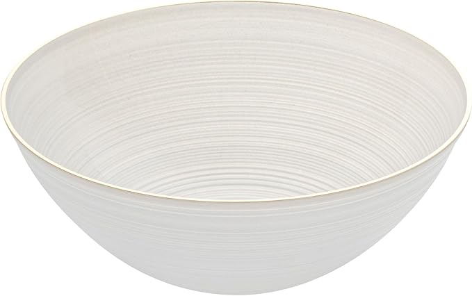 Restaurantware Plastic Bowls 20 Pcs 16 oz Gold Rimmed Disposable Soup Bowls Heavy-Duty White Translucent Rippled Dinnerware Containers for Party, Desserts, Salads, Snacks, and Catering