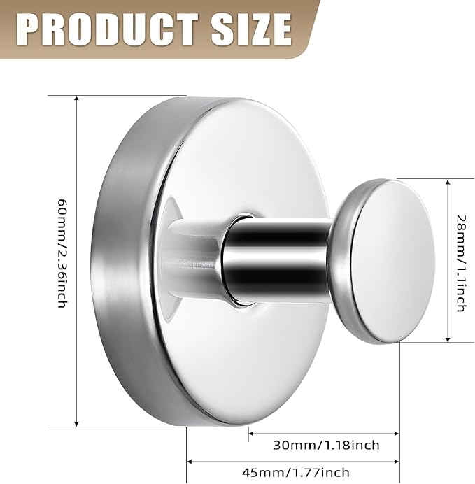 Suction Cup Hooks for Shower No-Drill Bathroom Hooks for Towels, Robes, Loofah Mountable on Bathroom Walls, Kitchen, Glass, Mirrors,Tile,Smooth Non-Porous Surfaces,Removable,4pcs,Chrome Polished