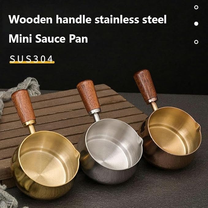 Mini Sauce Pan, 304 Stainless Steel Melting Pot, Dipping Bowls for Chocolate, Vinegar, Barbecue, Butter, Coffee, Milk Warmer for Tea, Soup (Silvery, 60ML, 2PCS)