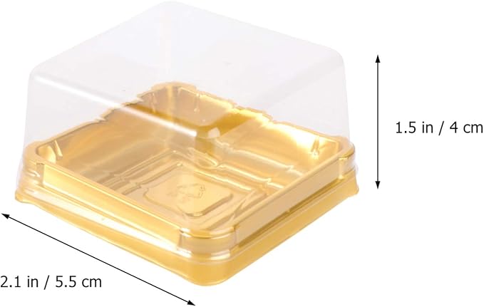 50pcs Golden Mini Cake Boxes Clear Cake Box Macaron Boxes Square Dessert Boxes Mini Cupcake Boxes Packaging 2.1in/5.5cm Cupcake