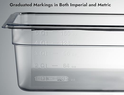 CURTA 6 Pack NSF Food Pans, Half Size 4 Inch Deep, Commercial Polycarbonate Plastic Clear Freezer-Safe