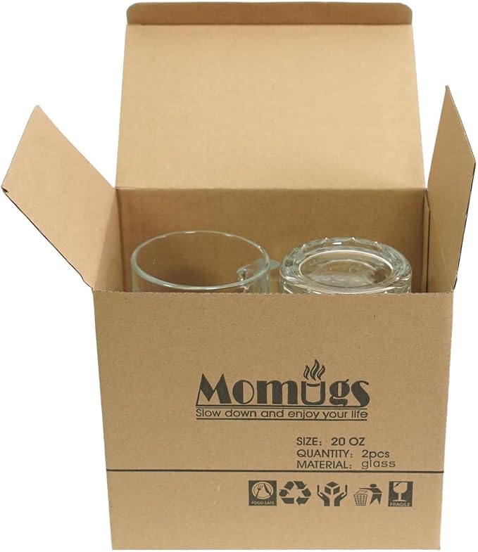 20 OZ Beer Stein Mugs, German Clear Large Tall Beer Glasses With Handle for Men, Set of 2