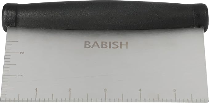 Babish Multi-Purpose Stainless Steel Scaper/Chopper with Grip, 6-Inch, Silver/Black