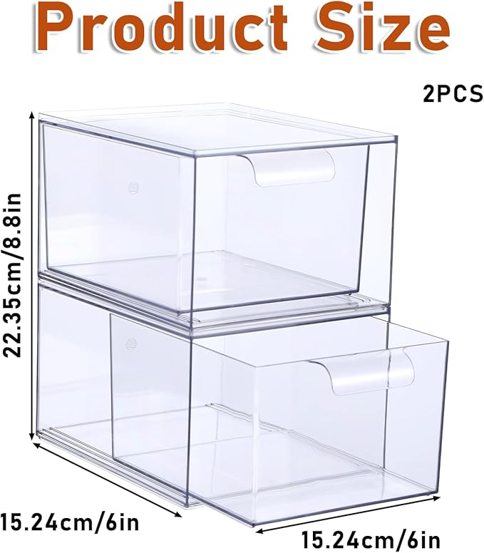 2 PACK Stackable Coffee Pod Drawers, Acrylic Clear Storage Drawers for Coffee Organizer for Home and Office