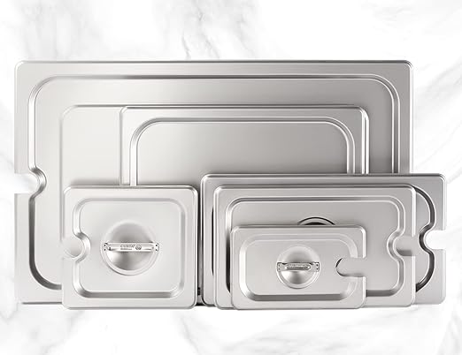 CURTA 6-Pack 1/4 Size Slotted Steam Table Pan Cover, Lid with Handle, NSF, Hotel & Catering Food Cover