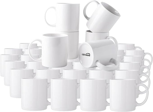 GBHOME 12 OZ Off White Coffee Mugs, Ceramic Bulk Coffee Mugs with Large Handle for Man, Woman, Light Weight Coffee Mugs Set for Latte/Cappuccino/Cocoa/Milk, Dishwasher & Microwave Safe, 36Pcs
