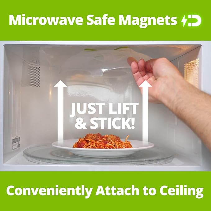 HOVER COVER Magnetic Microwave Cover for Food | Clear Microwave Splatter Cover | Microwave Plate Cover with Steam Vents | Food Grade Dish Cover | BPA-Free | Dishwasher Safe | Green