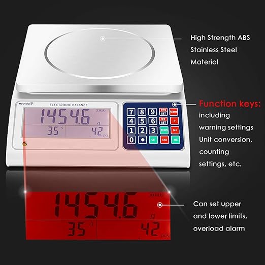Counting Gram Industrial Scale Parts and Coin Weighing Scale 0.1g Precision Digital Electronic Scale 33lb x 0.00022lb 15kg x 0.1g with RS232 Port