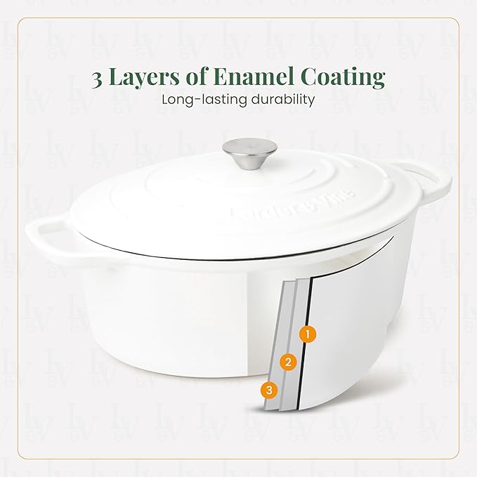 Larder & Vine 20 Piece Cookware Set (White) | Dutch Oven, Utensil Set, Braiser, and Trivets