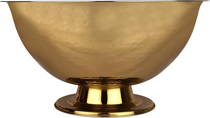Cruiser’s Caché 16" Footed Champagne Bucket, Beverage Tub, Wine and Champagne Server, Stainless Steel with Gold Hammered Finish
